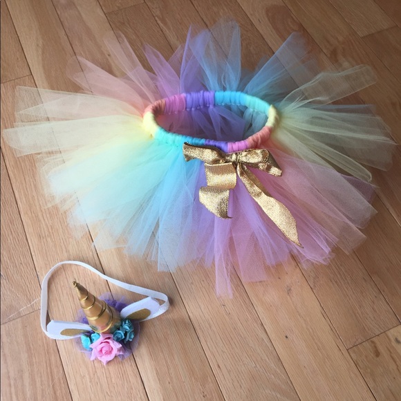 Rainbow tutu and unicorn headband - Picture 1 of 3